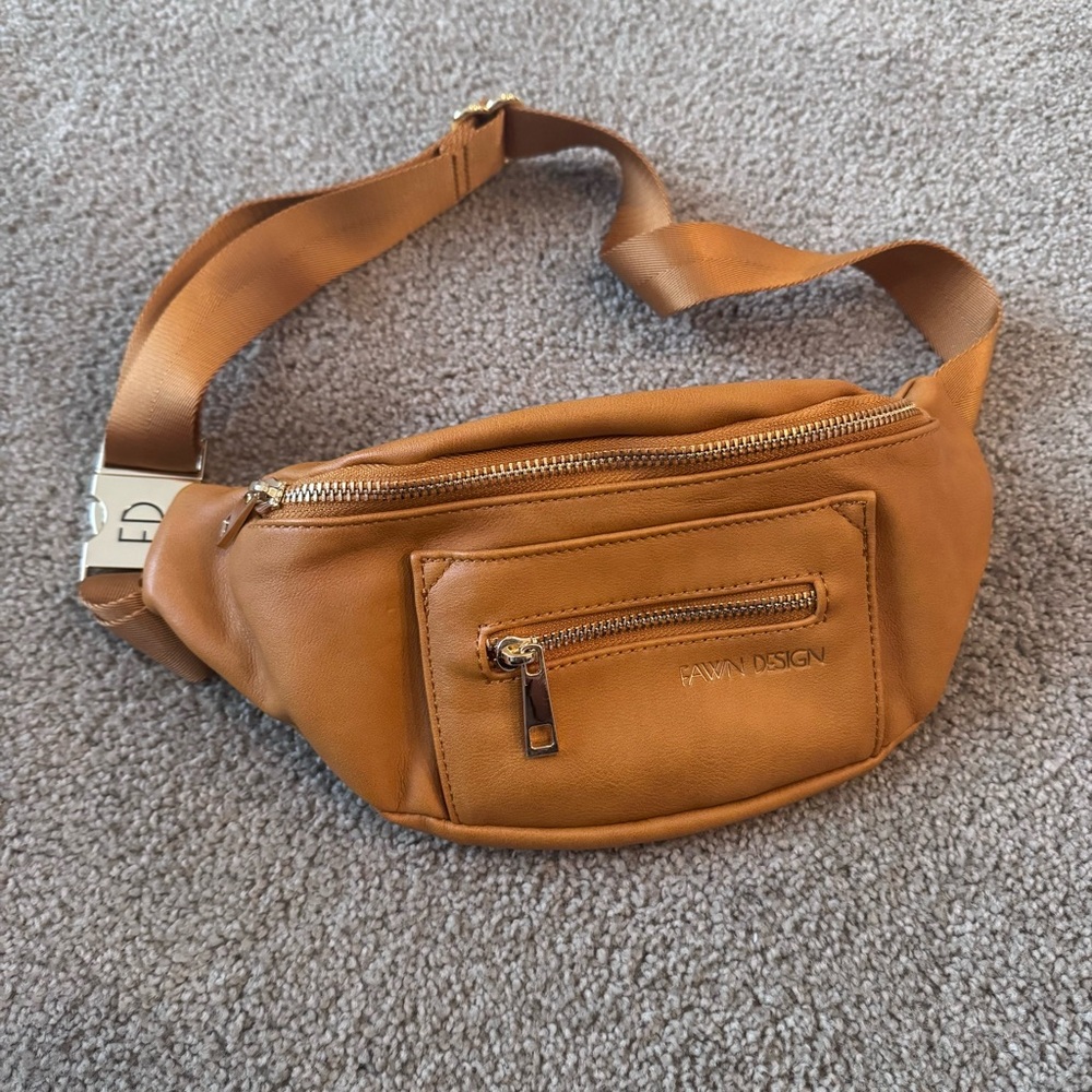 Fawn Design Fanny Pack Granola Chic Brown Faux Leather EUC